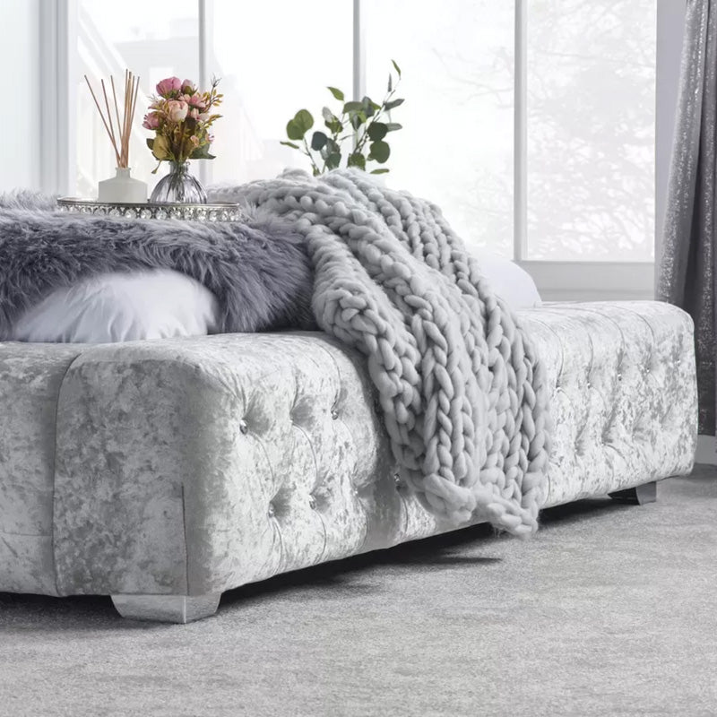 Presidente Velvet Bed With Diamonte Buttoned Headboard