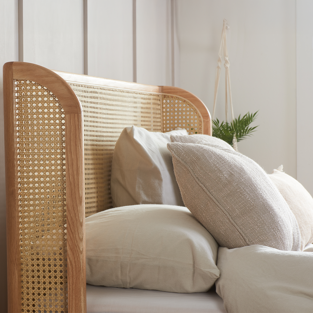 Astrid Oak Rattan Bed