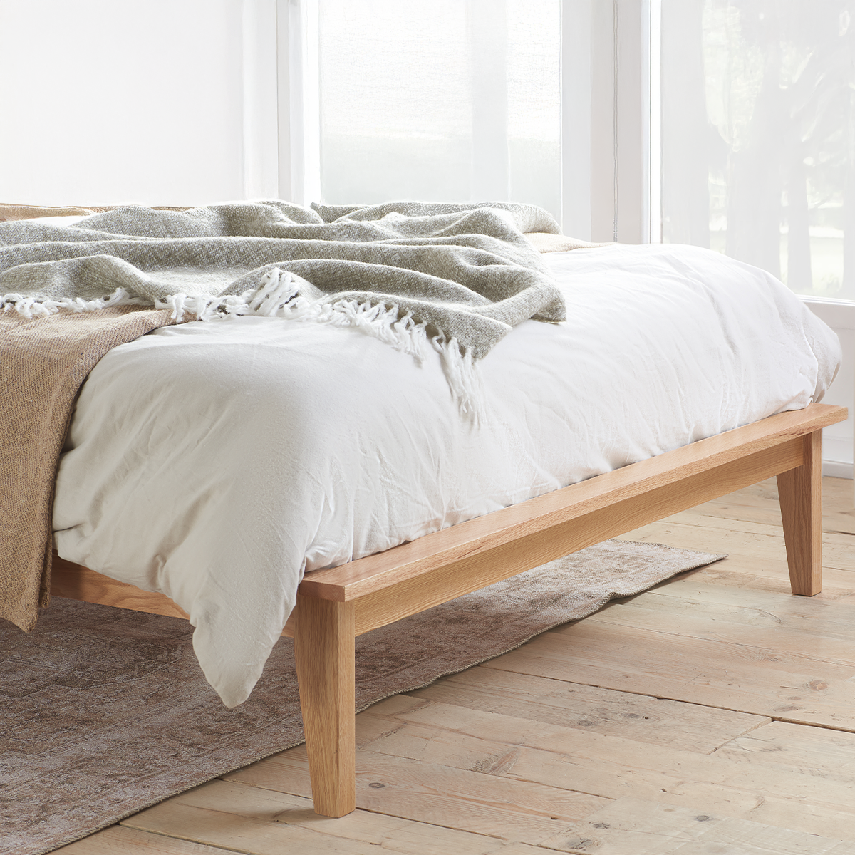 Astrid Oak Rattan Bed
