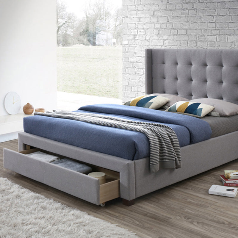 Ash Grey Front Drawer Fabric Bed