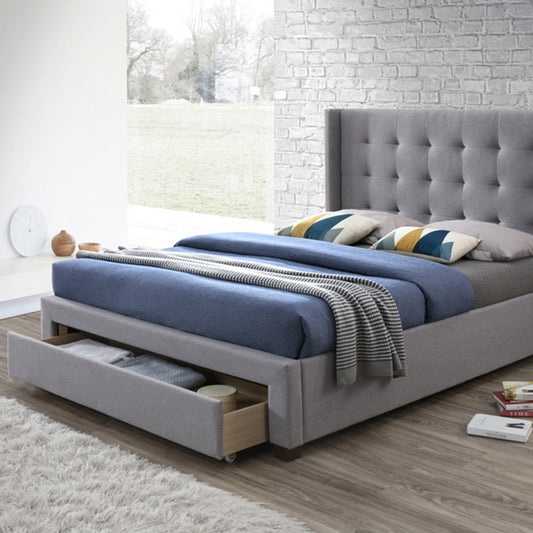 Ash Grey Front Drawer Fabric Bed