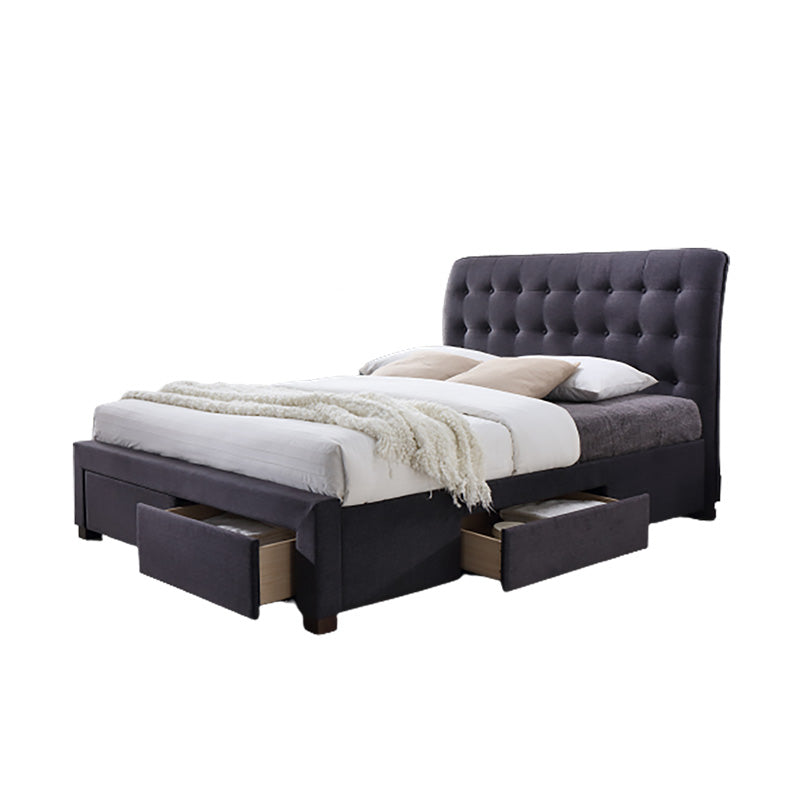 Anthracite Fabric Bed With 4 Drawers Storage