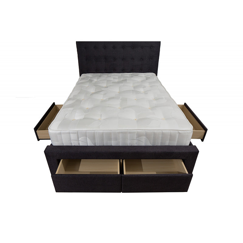 Anthracite Fabric Bed With 4 Drawers Storage