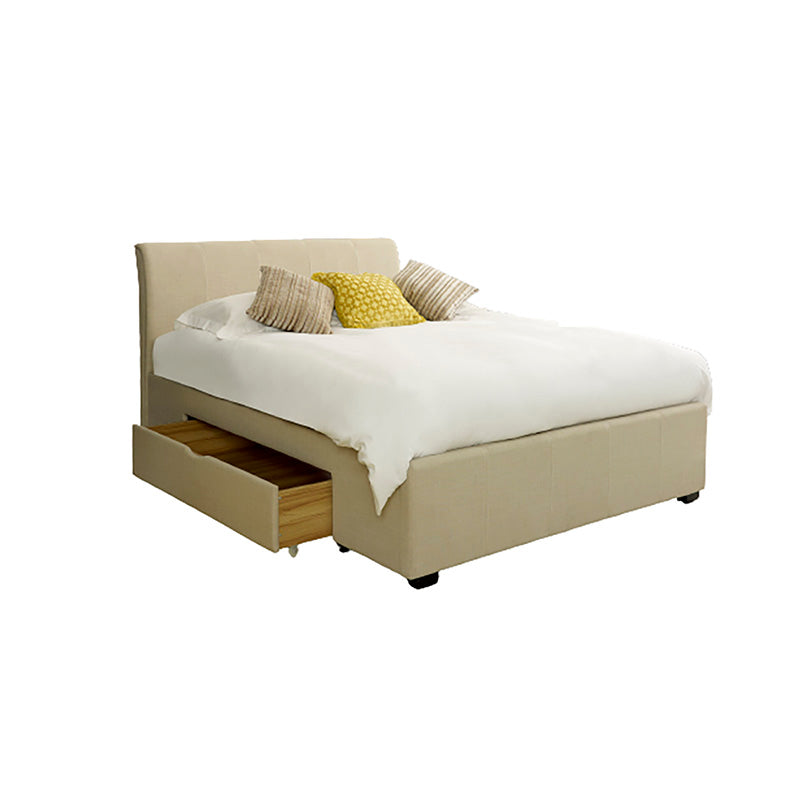 Camel Fabric Bed With 2 Drawers Storage