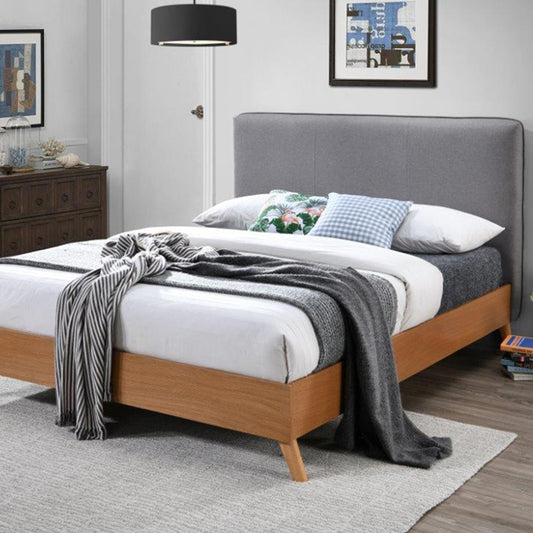 Duo Grey & Beechwood Retro Fabric Bed