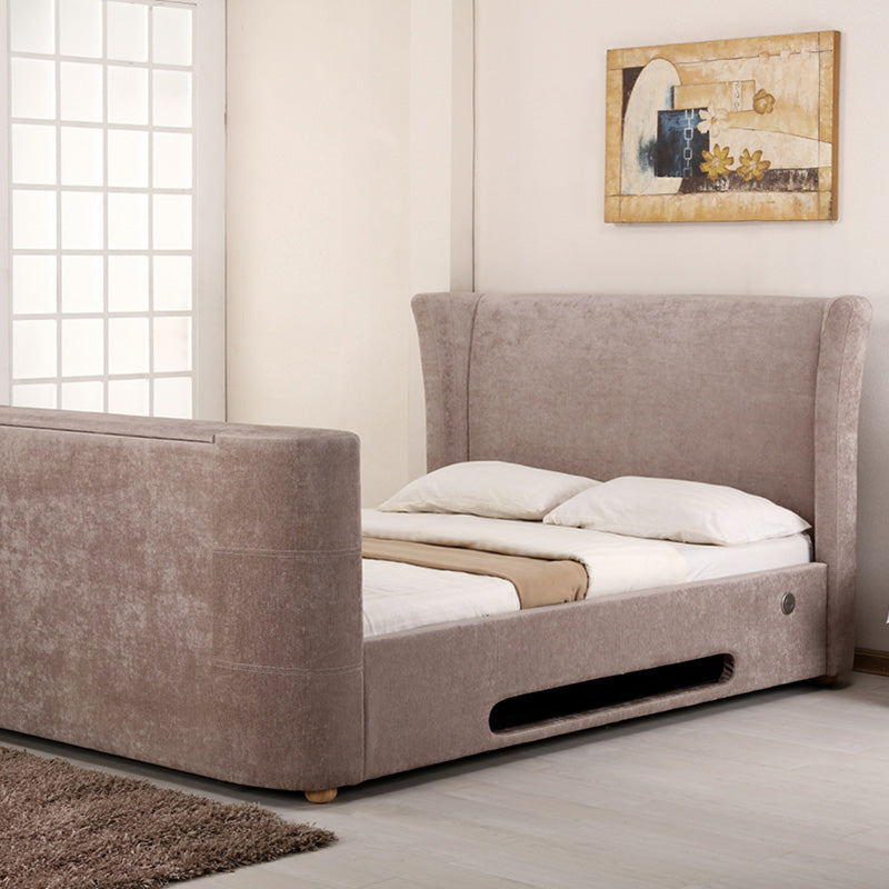 Rhino Mink Fabric Bed With Built-in Bluetooth, Audio and TV