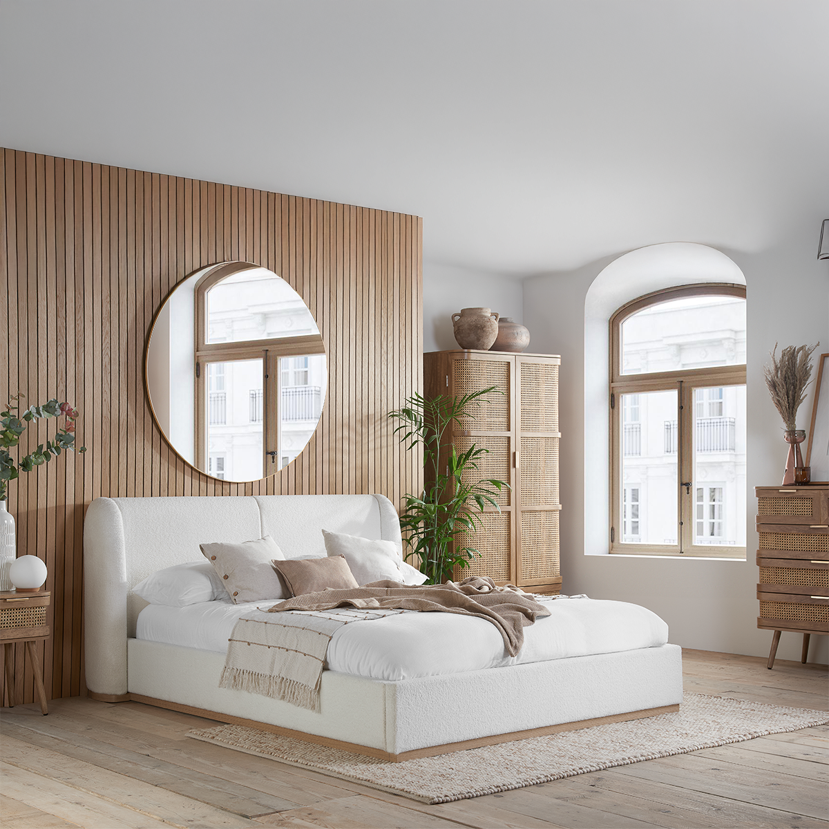 Eden Bouclé Bed - Solid Base