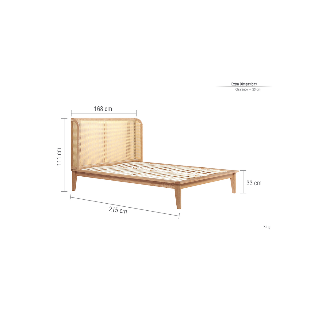 Astrid Oak Rattan Bed