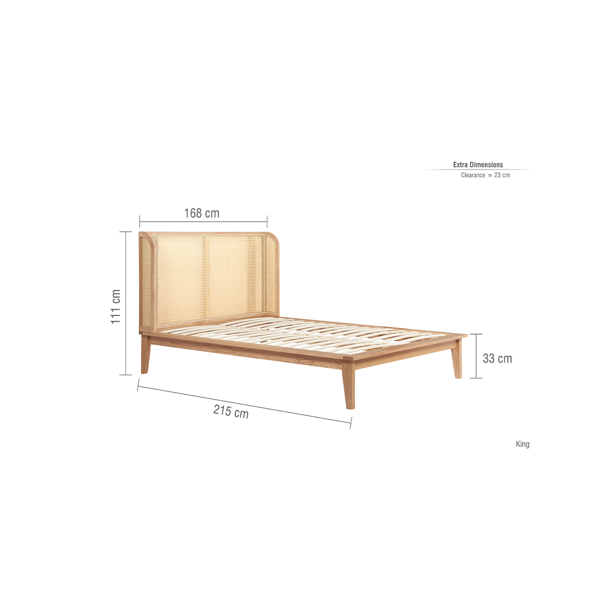 Astrid Oak Rattan Bed