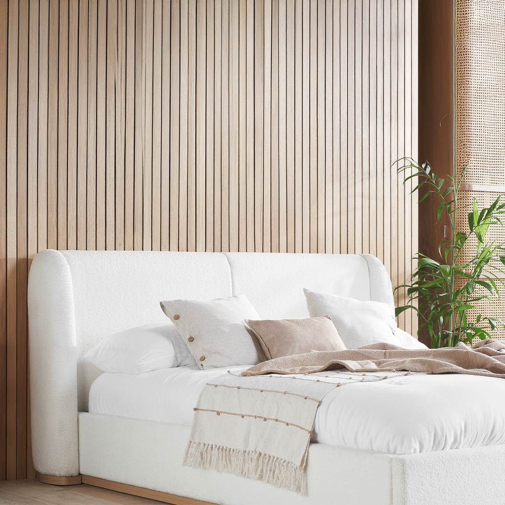 Eden Bouclé Bed - Solid Base