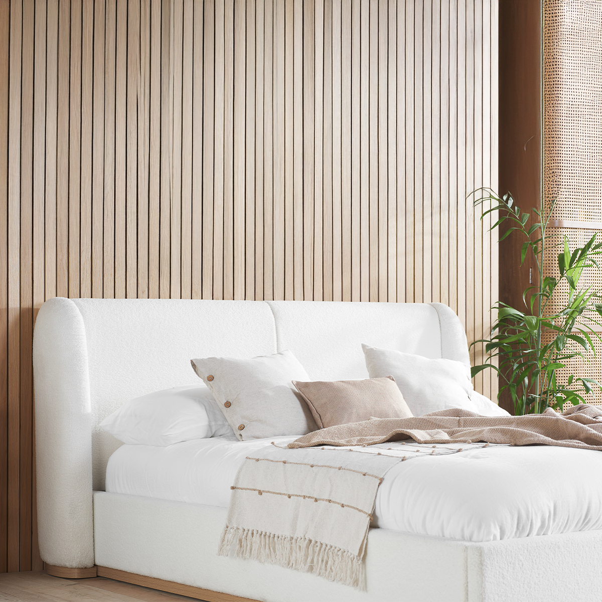 Eden Bouclé Bed - Solid Base