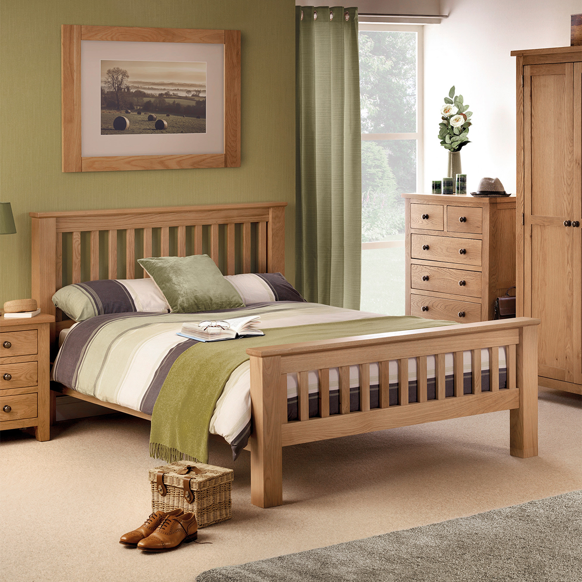 Amsterdam Oak High Footend Bed