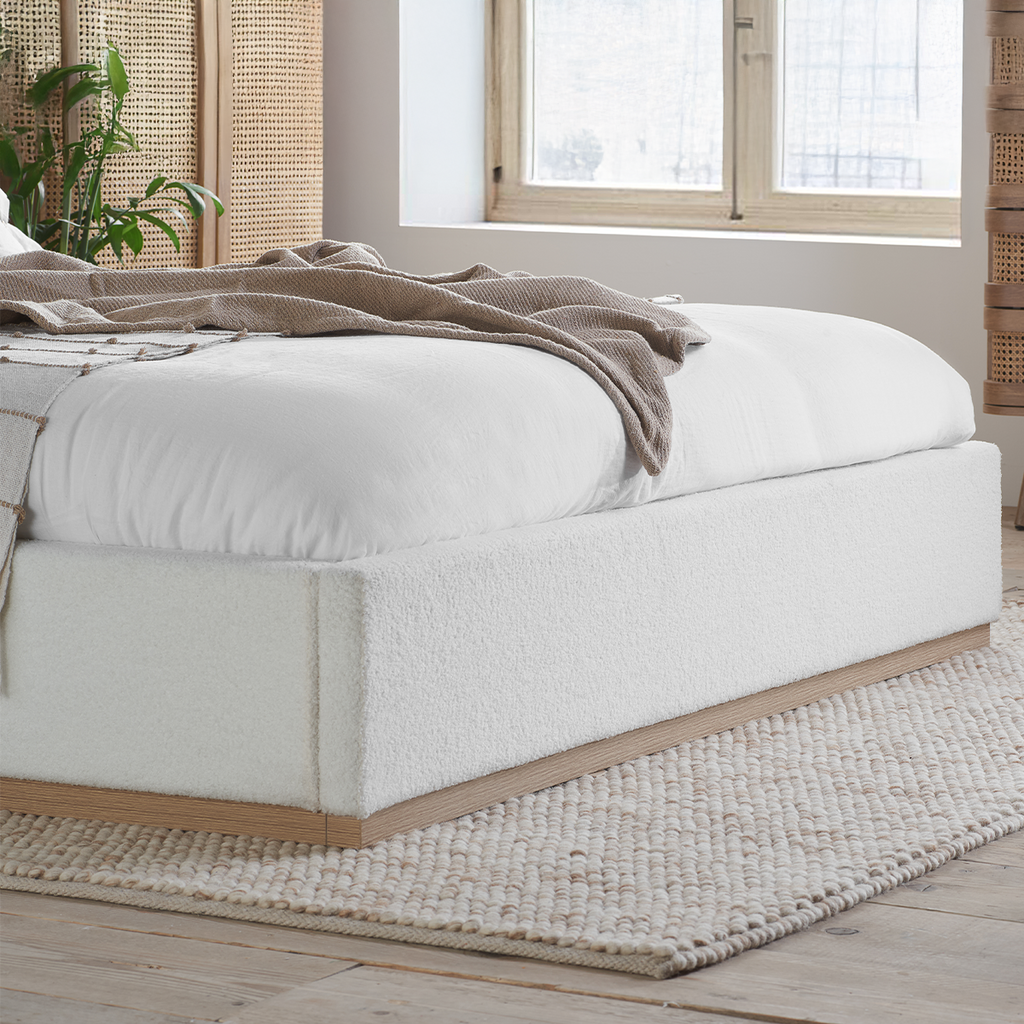 Eden Bouclé Bed - Solid Base