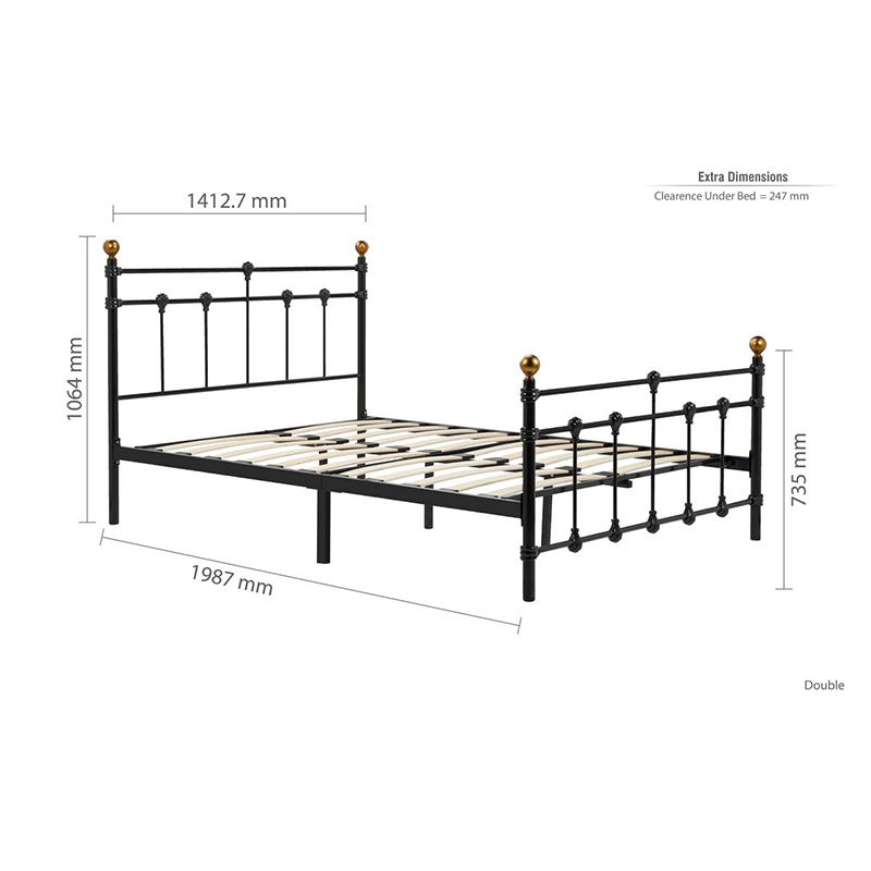 Globe Traditional Black Metal Bed