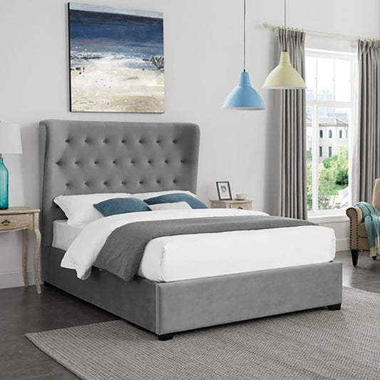 Cuban Grey Ottoman Fabric Bed