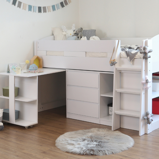 Candle Mid Sleeper White With Desk