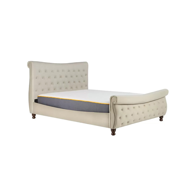 Malmo Ivory Fabric Sleigh Bed