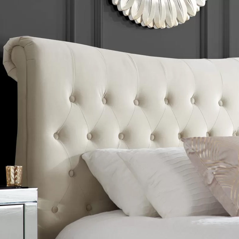 Malmo Ivory Fabric Sleigh Bed