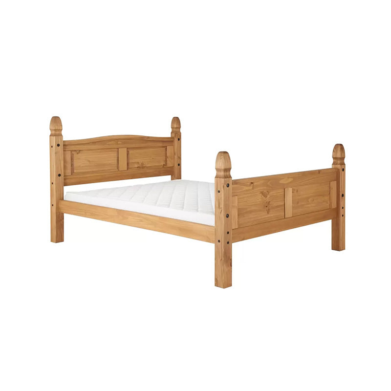 Moretti Waxed Pine Wooden Bed High Footend