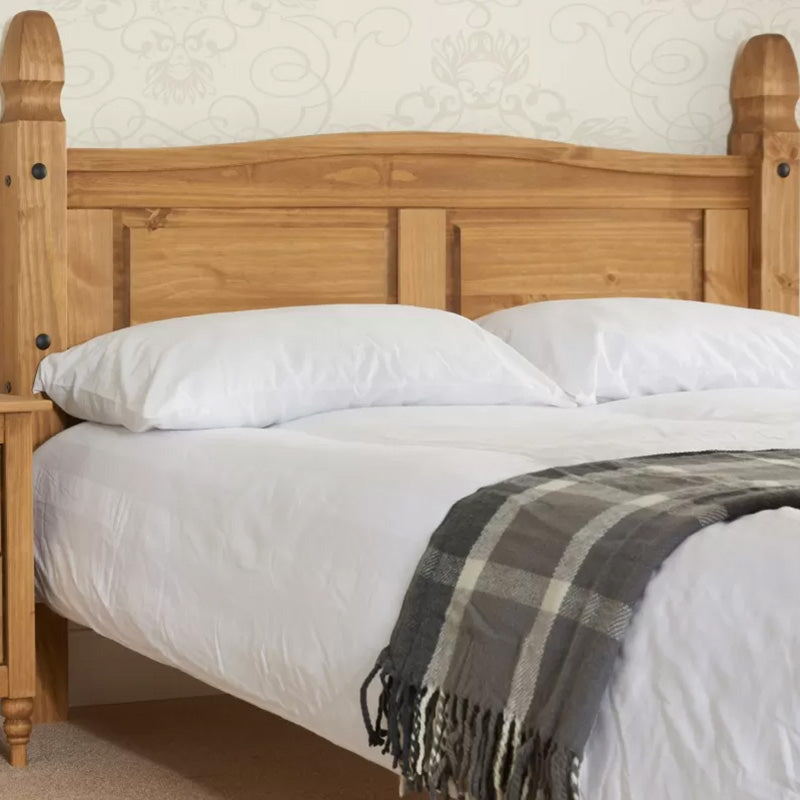 Moretti Waxed Pine Wooden Bed High Footend