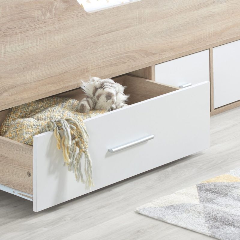 Camden Single Cabin Bed With Storage Drawers In White & Oak - 3ft