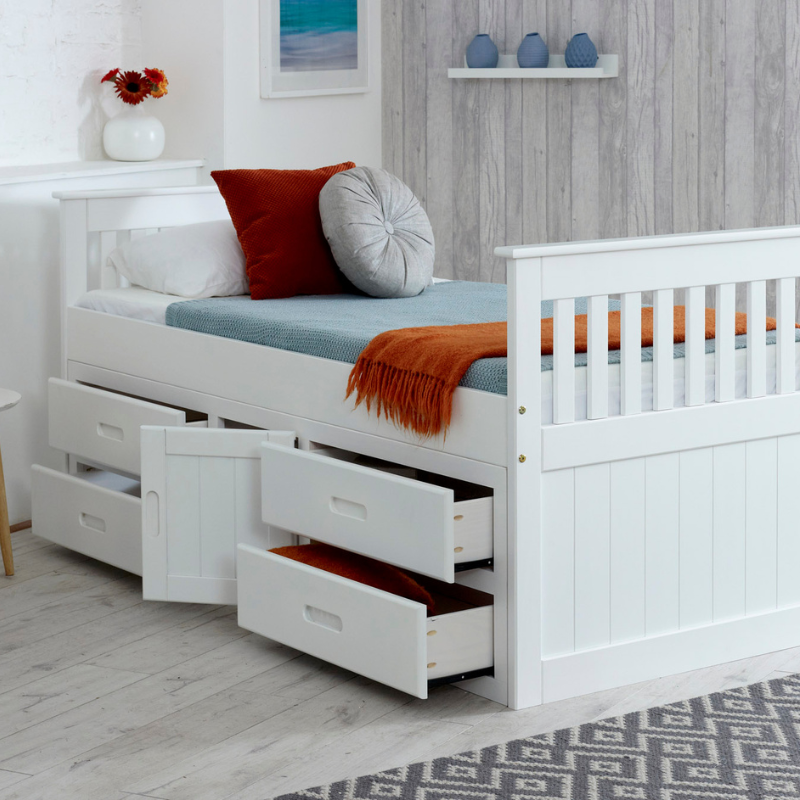 captain storage bed white 