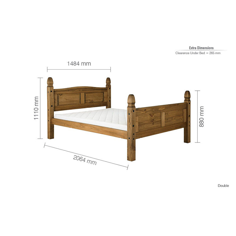 Moretti Waxed Pine Wooden Bed High Footend