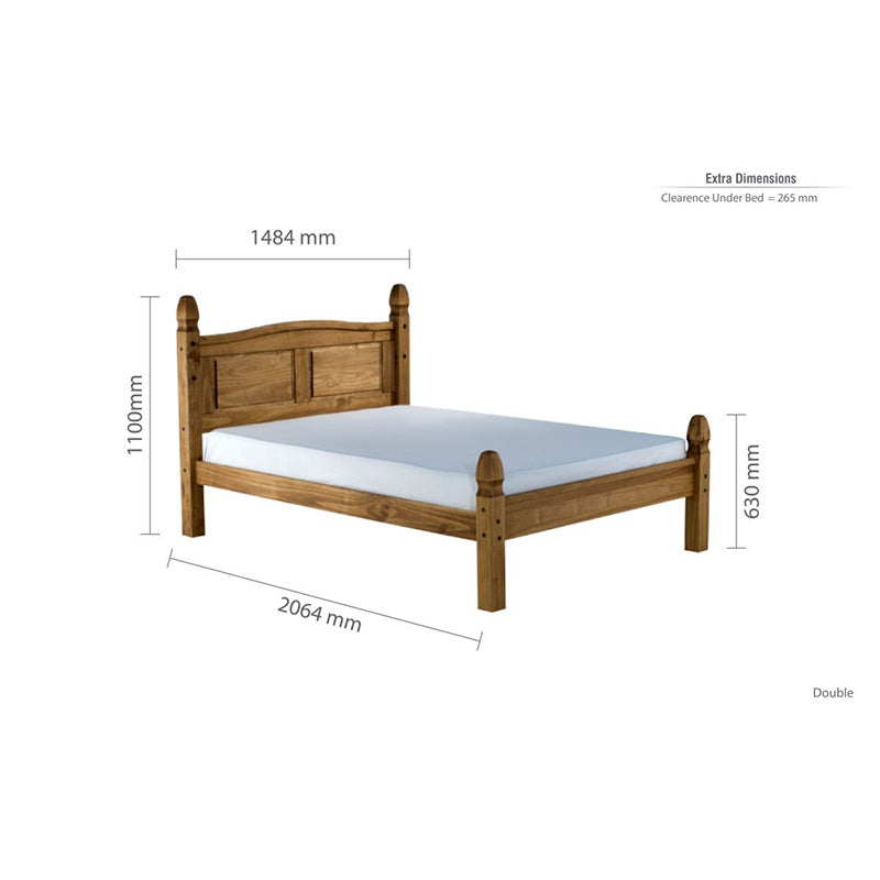 Moretti Waxed Pine Wooden Bed Low Footend