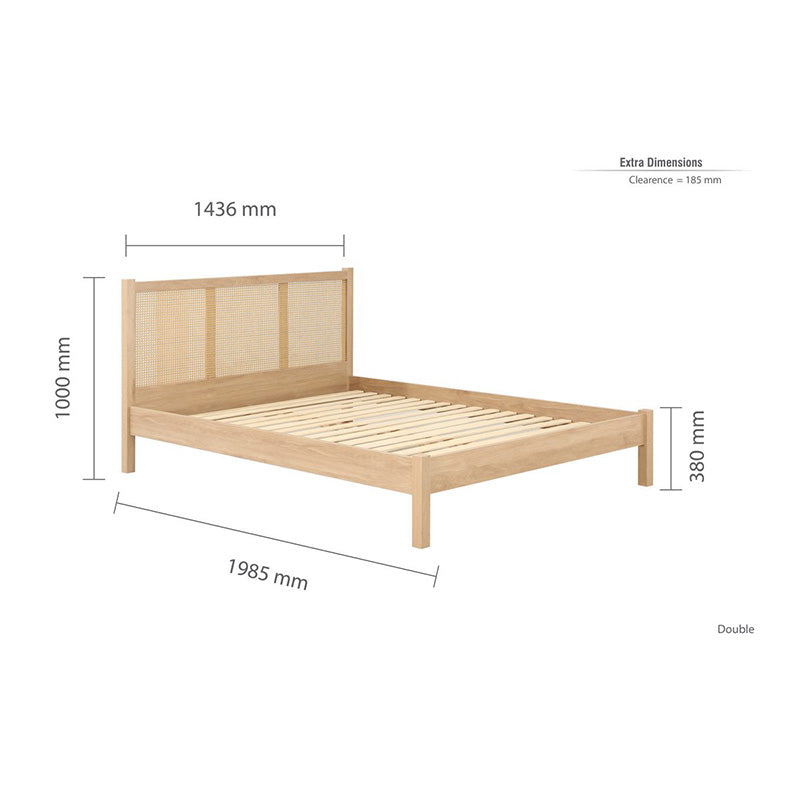 Crowley Wooden Rattan Bed