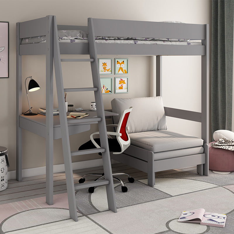 Estella Grey High Sleeper With Guest Sofa Bed & Corner Desk