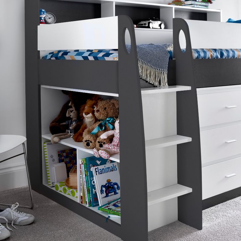 Ersa Grey & White Wooden Mid Sleeper Frame - 3ft Single