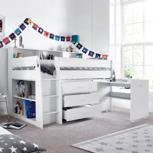 Ersa White Wooden Mid Sleeper Frame - 3ft Single