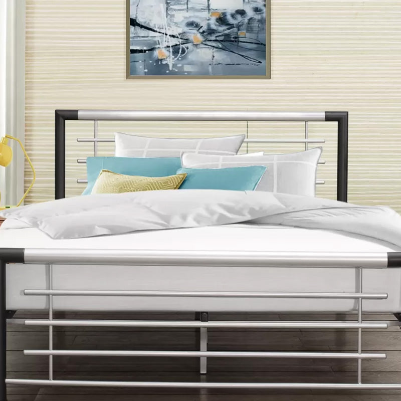 Algarve Contemporary Black & Silver Metal Bed