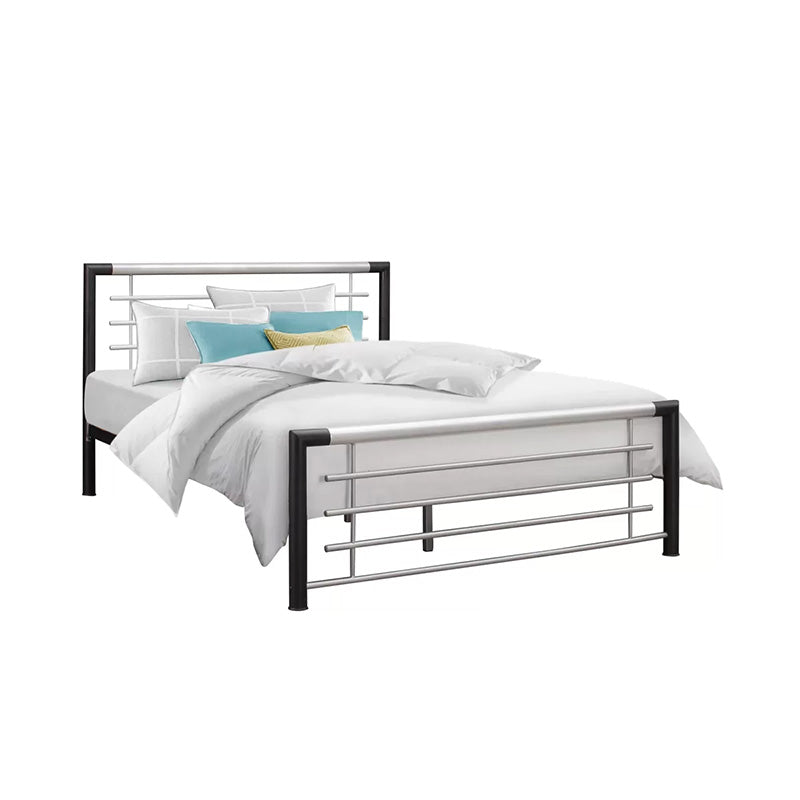 Algarve Contemporary Black & Silver Metal Bed