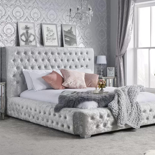 Presidente Velvet Bed With Diamonte Buttoned Headboard