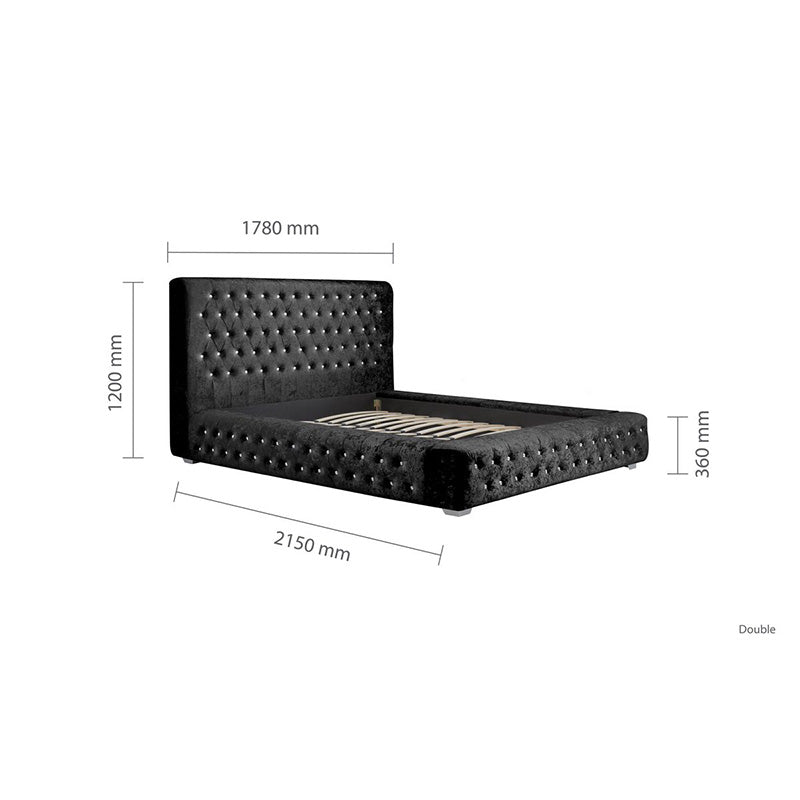 Presidente Velvet Bed With Diamonte Buttoned Headboard