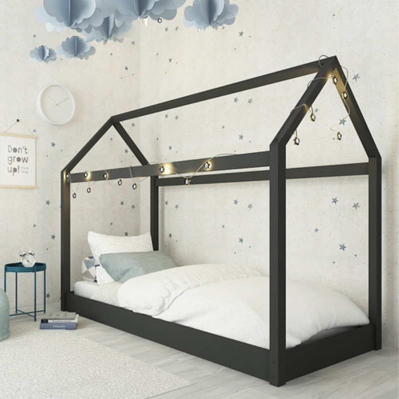 Birch House Bed Black - 3ft Single