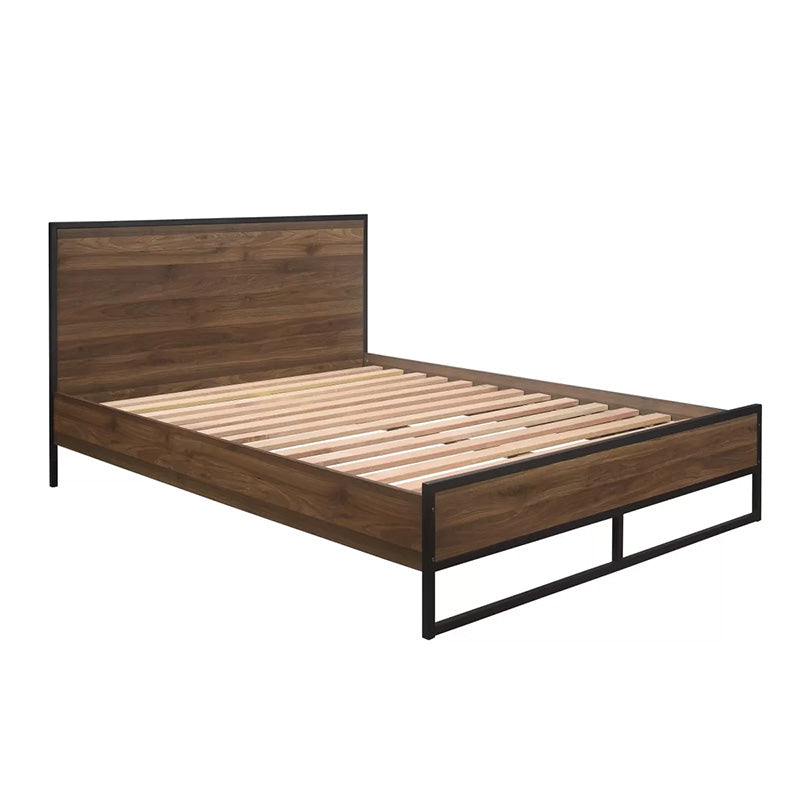 Hackney Black & Walnut Industrial Effect Bed