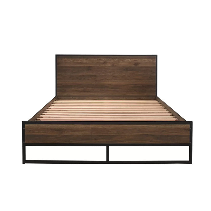 Hackney Black & Walnut Industrial Effect Bed