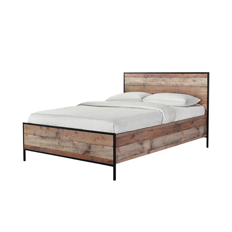 Hackey Oak Effect With Black Metal Frame Bed