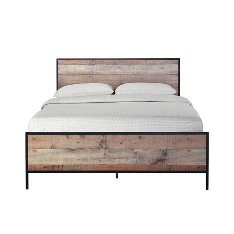 Hackey Oak Effect With Black Metal Frame Bed