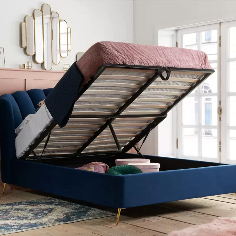 Shell Velvet Ottoman Storage Bed