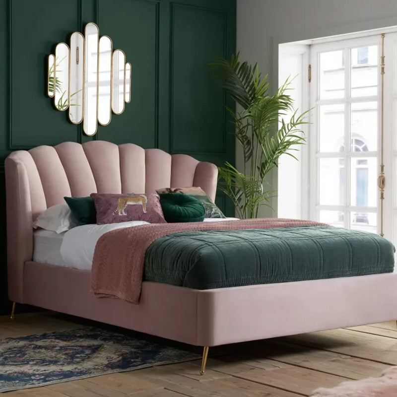 Shell Velvet Ottoman Storage Bed