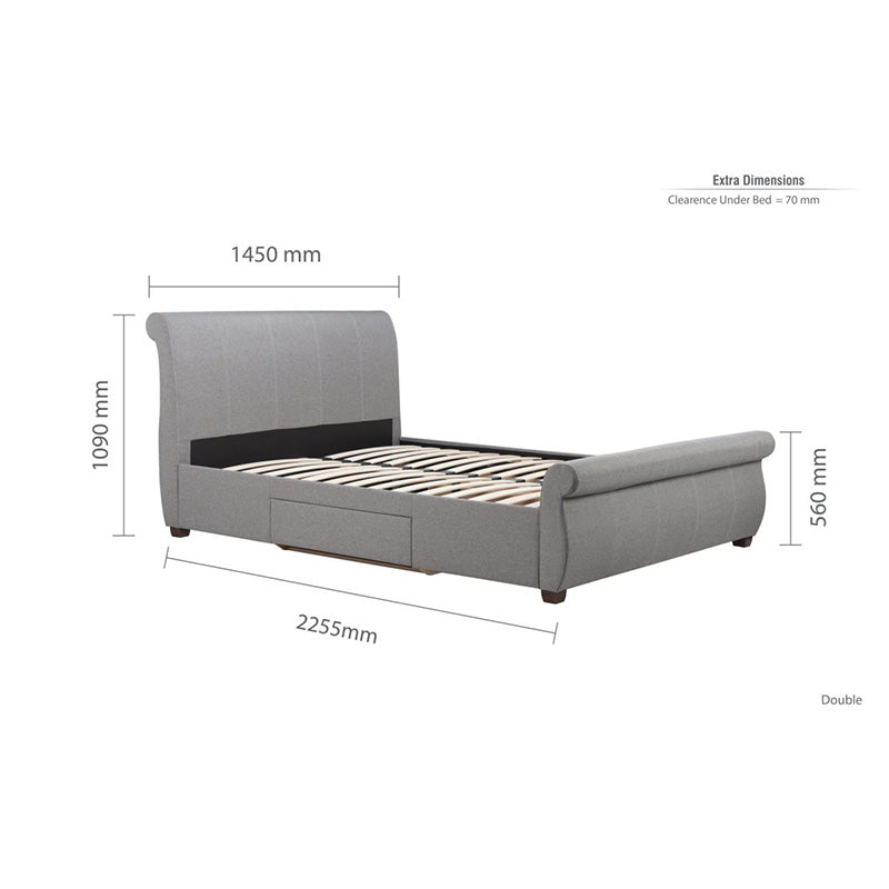 Cyrus Classic Sleigh Bed With Rolled Headboard