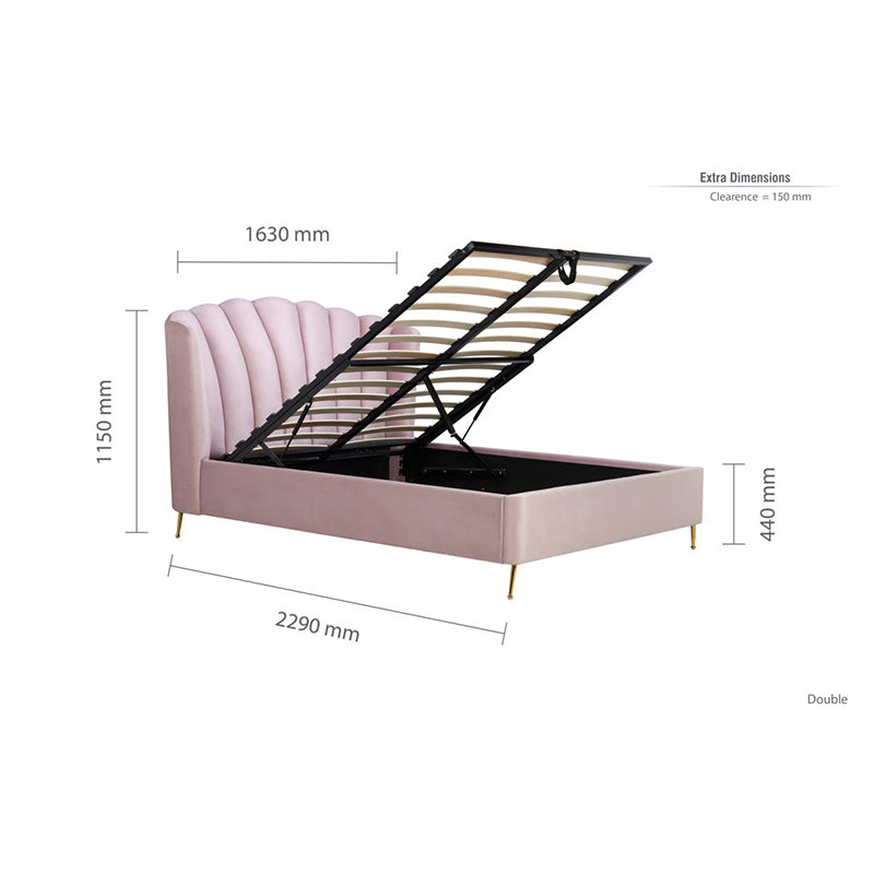 Shell Velvet Ottoman Storage Bed