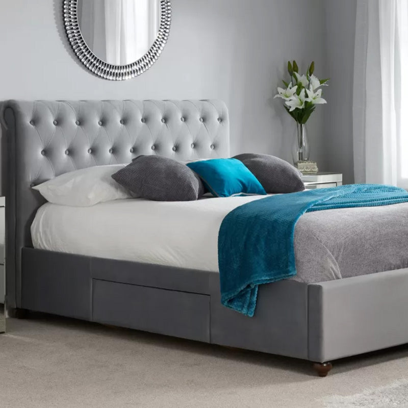 Opulus Fabric Buttoned Headboard Bed