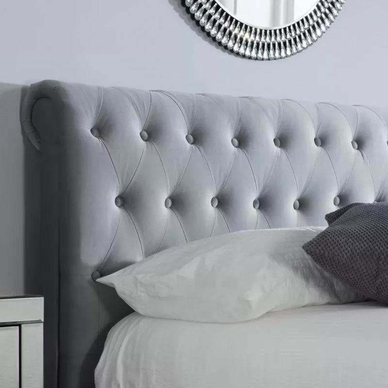 Opulus Fabric Buttoned Headboard Bed