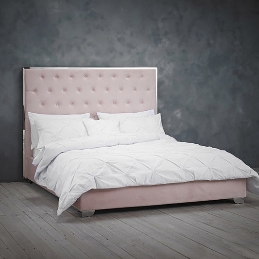 Boudoir Pink Velvet Bed