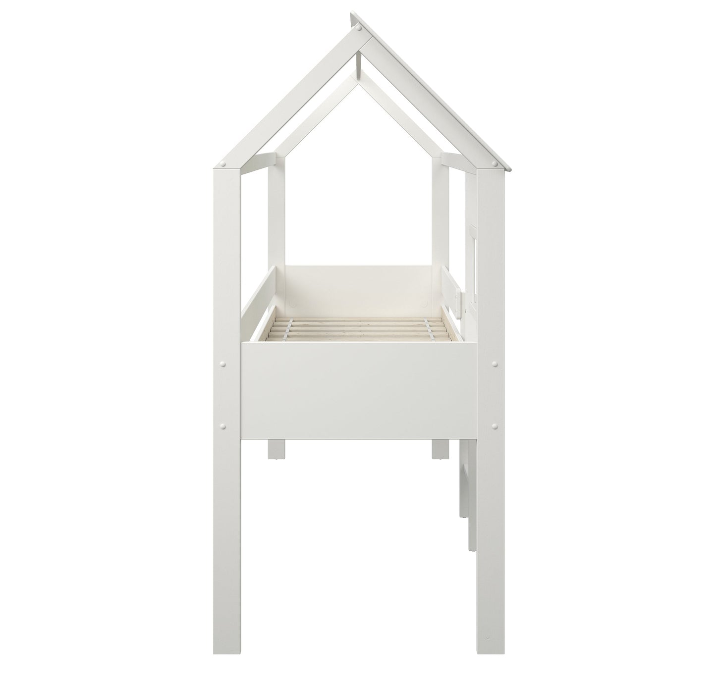 White Midi Playhouse Single Bed With 1no. Pull Out Desk & Chest Of Drawers - 3ft