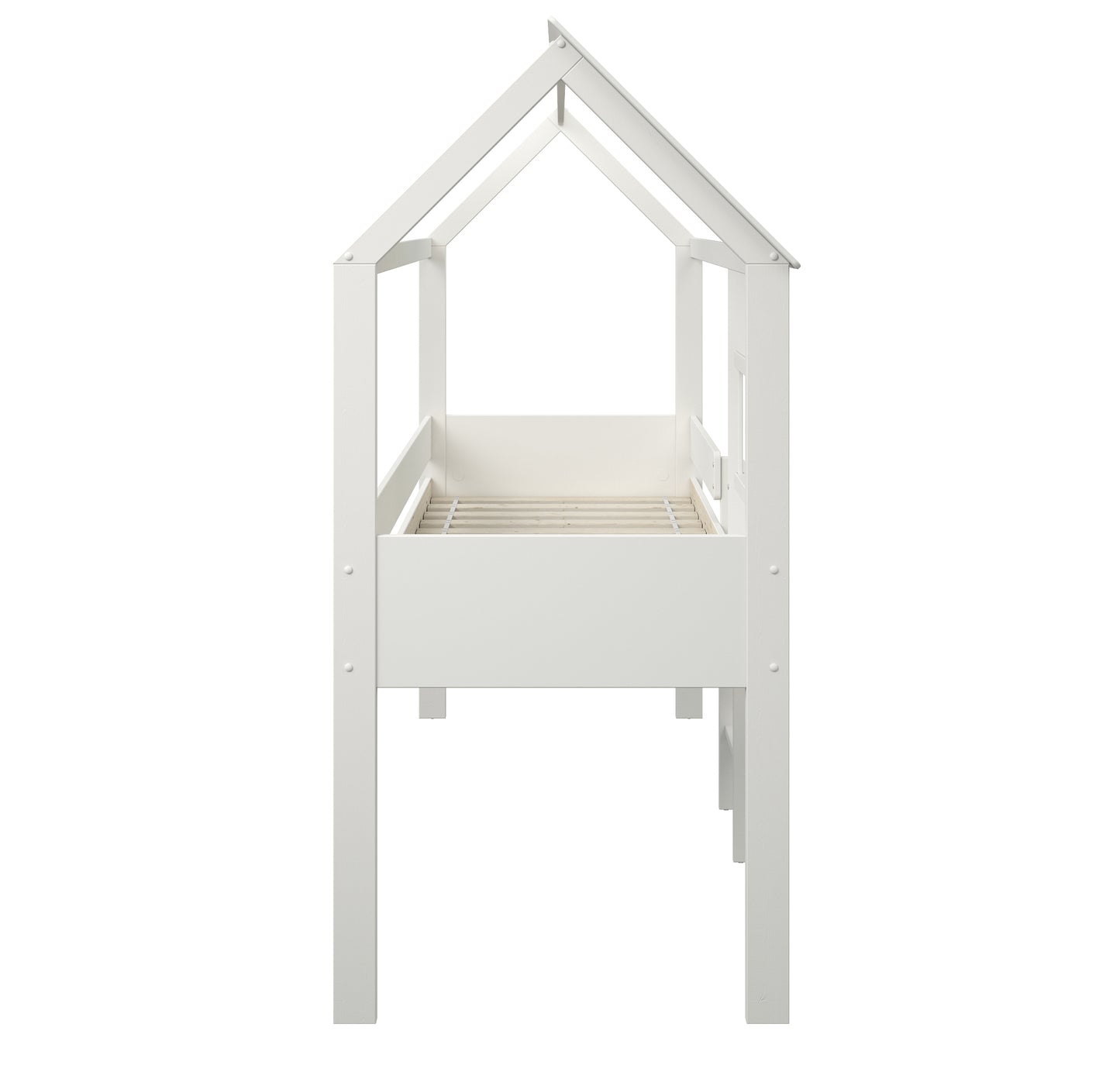 White Midi Playhouse Single Bed With 2no. Storage Cubes - 3ft